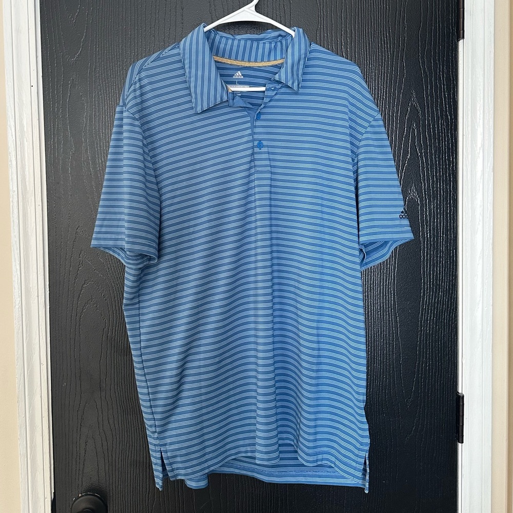 Men’s Adidas Blue Stripe Golf Polo, L